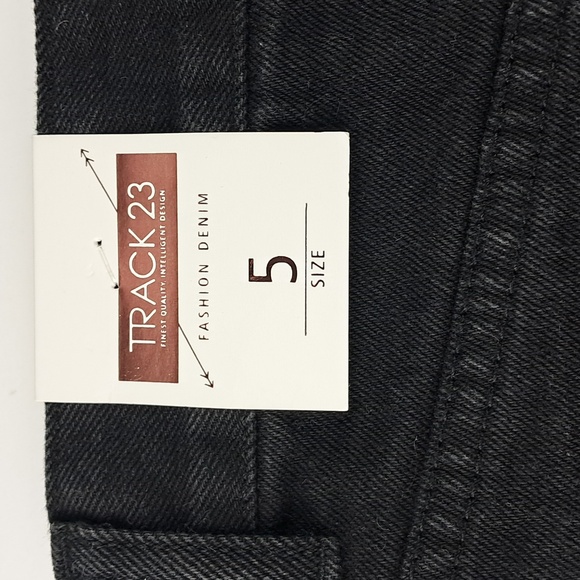 Track 23 Fashion Black Extreme Front Distressed Fashion Denim Size 5, 5-Pocket - Picture 5 of 7